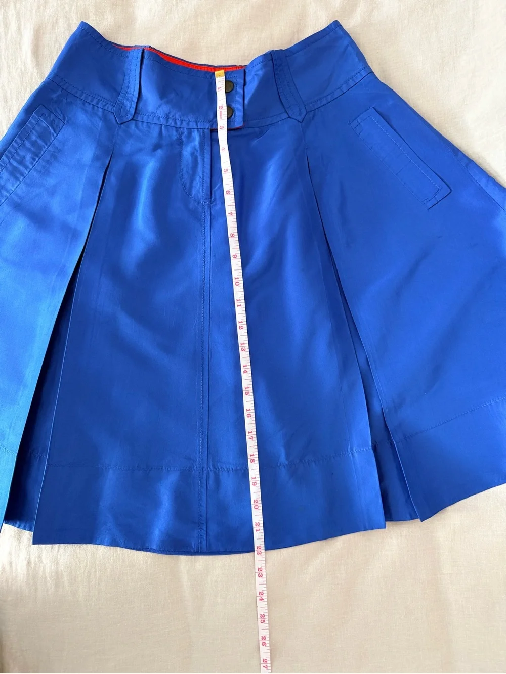 J.Crew 100% Silk Flared Skirt | Cobalt Blue Pleated A-Line Midi | Fully Lined